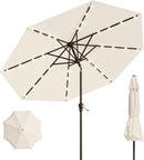 10FT Solar Umbrella 32 LED Lighted Patio Umbrella Table Market Umbrella w/Tilt and Crank, UV-Resistant Outdoor Umbrella for Pool, Garden, Deck, Creamy White by GreenHaven Gardens