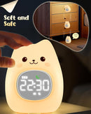 Cat Alarm Clock for Kids with Night Light, Sleep Training Clock Time to Wake Clock, Rechargeable Silicone Light for Bedroom, Perfect Sleep Companion for Boys Girls by TinyTreasures Baby Boutique