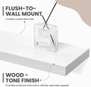 36 Inch Floating Shelves, 8 Inch Deep Floating Shelves for Wall, Hanging Shelf with Invisible Brackets, Deep Shelves for Bathroom, Bedroom, Living Room, White, Set of 2 by CozyNest Decor