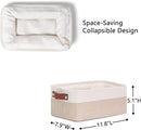 DULLEMELO Small Storage Bins, Storage Baskets for Organizing, Collapsible Rectangular Fabric Baskets for Shelves, Closets, Nursery, Home, Office, Empty Gift Baskets (6-Pack, White&Khaki) by TinyTreasures Baby Boutique