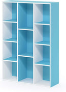 Furinno Luder Bookcase / Book / Storage , 11-Cube, White/Light Blue by TinyTreasures Baby Boutique