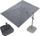 PURPLE LEAF 9' X 11.5' Patio Umbrella with Base Outdoor Cantilever Rectangle Umbrella Offset Umbrella with 360-degree Rotation for Garden Deck Pool Patio, Grey by GreenHaven Gardens