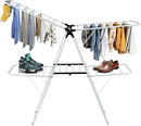 COSTWAY Clothes Drying Rack, Foldable 2-Level Laundry Drying Rack w/Height-Adjustable Wings, 33 Drying Rails & Sock Clips, Standing Large Drying Rack for Clothing, Indoor Outdoor Use by CozyNest Decor