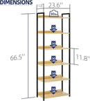 NUMENN Bookshelf, 6 Tier Bookshelves, Home Office Bookcase Shelf Storage Organizer, Free Standing Storage Shelving Unit for Bedroom, Living Room and Home Office, Natural by CozyNest Decor