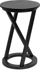 Kate and Laurel Aja Modern Side Table, 15 x 15 x 23, Black, Decorative Modern Geometric Wood Bedroom Nightstand Table with Round Tabletop and Unique Slanted Legs by CozyNest Decor