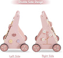 Beright Wooden Baby Walker Push and Pull Learning Activity Walker Kids’ Activity Toy Multiple Activities Center Develops Motor Skills & Stimulates Creativity(Pink) by TinyTreasures Baby Boutique