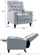 Fabric Push Back Recliner Chair Mid Century Tufted Single Comfy Reading Sofa Chair for Living Room/Bedroom/Home Theatre, Grey by CozyNest Decor