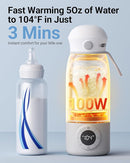 Bear Portable Bottle Warmer for Travel, Milk Warmer for Breastmilk Formula, 17oz Large Capacity Water Warmer with Precise Temp Control, Fast Heating&Long Battery for Travel Car Airplane by TinyTreasures Baby Boutique