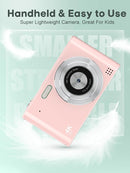 Digital Kids Camera 1080P Vlog Camera with 64GB, Lanyard, 16X Zoom Anti Shake, Card Reader 44MP Compact Portable Point Shoot Digicam for Kid Teen Girl Boy Christmas Halloween Thanksgiving(Pink) by TinyTreasures Baby Boutique