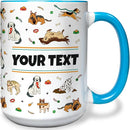 Personalized Mug for Kids - Dogs - Custom Name/Text, Ceramic Hot Chocolate/Cocoa/Coffee Cup for Boys/Girls, Birthday/Christmas/Holiday Gift - 15 oz, Light Blue Handle by TinyTreasures Baby Boutique