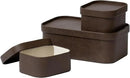 La Jolie Maison Vegan Leather Storage Boxes with Lids, Set of 3 Decorative Storage Containers Organize Stackable Storage Box, Mocha by CozyNest Decor