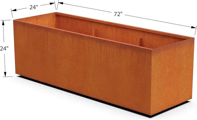 Corten Steel Planter Rectangle Outdoor Metal Garden Box Heavy Duty | Made in USA | Fully Assembled, photo 5 of 7