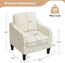 Accent Chair for Living Room, Mid Century Modern Reading Chair for Bedroom, Upholstered Armchair with Side Pockets, Comfy Single Sofa Side Chair for Office, Apartment, Small Room, Beige by CozyNest Decor
