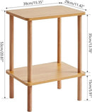 IBUYKE 2-Tier Side Table, Solid Wood Tall End Table with Storage Shelves, Nightstand Bedside Table for Living Room Bedroom Office, No-Tool Assembly, Natural UWST002N by CozyNest Decor