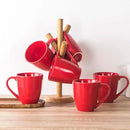 vicrays Coffee Mug Set, 12 Ounce, Ceramic Mug for Men, Women, Unique Glazed Mugs with Handle for Coffee, Tea, Milk, Cocoa, Cereal - Set of 6 Red by CozyNest Decor