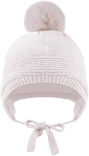 Basic Winter Baby Beanie Gloves Boys Girls Knitted Hat Pompom Kids Earflap Hats Warm Infant Toddler Beanie Mittens Set by TinyTreasures Baby Boutique