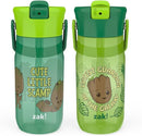 Zak Designs Harmony Marvel Groot Water Bottle for Travel or At Home, 18oz Recycled Plastic is Leak-Proof When Closed with Straw Lid and Carry Handle, 2-Pack (Groot) by TinyTreasures Baby Boutique