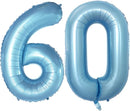 GOER Number 60 Balloons for 60th Birthday Party Decorations,42 Inch Jumbo Foil Helium Balloons for 60th Anniversary (Light Blue) by TinyTreasures Baby Boutique