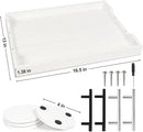 Coffee Table Tray - Large Ottoman Tray for Living Room - Wood Serving Tray with Handles(2 Sets) - Wooden Tray for Coffee Table, 4 Round Coasters Included, White by CozyNest Decor