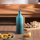 Sweejar Large Olive Oil Dispenser Bottle with Spout, 24 Oz Ceramic Oil Dispenser for Kitchen, Relief Opaque Oil Cruet, Oil Container for Cooking, EVOO, Avocado Oil, Vinegar, Pack of 1 (Gradient Blue) by CozyNest Decor