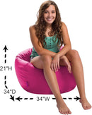 Posh Creations Structured Comfy Seat for Playrooms and Bedrooms, Large Bean Bag Chair, 100in Round Classic Bean Bag, Pink by TinyTreasures Baby Boutique