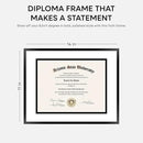 Homeforia 11x14 Diploma Frame Black, High End Metal 11 x 14 Certificate Frame with Mat 8.5 x 11 inch, 14x11 Document Frame Matted to 8.5x11, Award Graduation Frames, Tempered Glass, Wall Kit, Set of 1 by CozyNest Decor