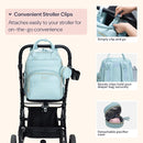 BabbleRoo Leather Diaper Bag Backpack - Baby Essentials Travel Baby Bag, Multi function, Waterproof, with Changing Pad, Stroller Straps & Pacifier Case – Unisex, Powder Blue by TinyTreasures Baby Boutique