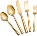 Gold Silverware Set Flatware Set Stainless Steel Cutlery Set 40 Pieces Hexagon Handle Home Kitchen Daily Use Service for 8 by CozyNest Decor