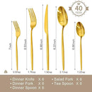 KINGSTONE Silverware Set, 40-Piece Flatware Set Cutlery Set Premium 18/10 Stainless Steel, Tableware Include Forks Knives Spoons for Home Kitchen Restaurant Wedding, Dishwasher Safe, Gold by CozyNest Decor