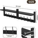 AMBIRD 34.2" Extra Long Wooden Wall Hook Rack with Shelf - Versatile and Decorative Wall-Mounted Storage with 10 Hooks for Coats, Hats, Keys, Scarves - Ideal for Entryways, Bedrooms, Closets (Black) by CozyNest Decor