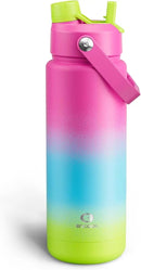 Insulated Water Bottle with Straw Stainless Steel Water Bottle, Leak-Proof, BPA-Free, Double Wall Vacuum Keeps Cold for 24 Hours for Sports, Travel, School (32 oz, Lime Sorbet) by CozyNest Decor