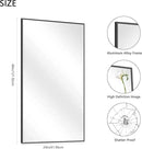 48x24In Black Bathroom Mirror for Wall, Rectangle Mirrors with Metal Frame, Bathroom Rectangular Mirror Modern Wall Mirror for Bedroom Living Room, Entryway Hangs Horizontal or Vertical by CozyNest Decor