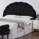 24KF Stunning Crown Design King Headboard, Upholstered Soft Velvet Petal Pattern Headboard King/CA King-Black by CozyNest Decor