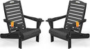 Adirondack Chairs Set of 2, Outdoor Fire Pit Chairs, HDPE All-Weather Adirondack Chairs with Cup Holder, Lawn Chair for Deck, Patio, Garden (Black) by GreenHaven Gardens