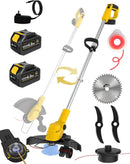 20000 RPM(6.0AhX2) Electric Weed Wacker,Dual-Durable-Line,Metal Blades,Wheel,4-in-1 Battery Powered Weed Eater Cordless+String Trimmer+Edger Lawn Tool+Brush Cutter,Weed Whacker by GreenHaven Gardens