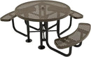 Heavy-Duty Portable Outdoor Picnic Table with Umbrella Hole, Punched Steel Patio Dining Furniture Made in America (46" Round Top, Textured Brown) by GreenHaven Gardens
