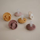 FRIGG Daisy SilkySoft Silicone Baby Pacifier | Made in Denmark | BPA-Free (Rose Gold/Honey Gold, 6-18 Months) by TinyTreasures Baby Boutique
