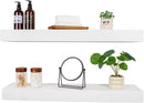 Floating Shelves 3 inch Thick for Wall Set of 2,Solid Pine Wood Wall Mount Shelf for Kitchen Living Room Bedroom Bathroom,8" D x 36" L x 3" H-White by CozyNest Decor