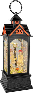 Halloween Snow Globe Lantern, Spooky Ghost Halloween Decor, Plug-in & Battery Operated Snow Globes for Halloween Decorations Indoor by CozyNest Decor