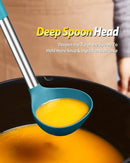 Silicone Pasta Fork and Ladle Spoon Set, Large Non Stick Kitchen Utensils for Cooking,Stirring,Serving Spaghetti, Soup, Sauce (BLUE) by CozyNest Decor