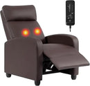 BestMassage | Recliner Chair | with 2 Point Massage Function | Leather Dark Brown | with Lumbar Support, Adjustable Push Back, Footrest & Padded Seat | Easy Assembly | for Living Room, Home Theatre by CozyNest Decor