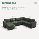 HONBAY Corduroy Sectional Sofa with Storage, U Shape Modular Sectional Sofa with Chaise, Modular Couches for Living Room, Green by CozyNest Decor