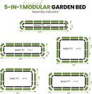 5-in-1 Adjustable Raised Garden Bed Kit | Galvanized Planter Boxes for Vegetables, Flowers | 12" Tall, Multiple Sizes (8x3x1ft, 9x2x1ft, 10x1x1ft, 6x5x1ft, 7x4x1ft) | Outdoor Metal Raised Bed, Grey by GreenHaven Gardens