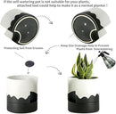 Nihow Self Watering Plant Pot: 8 Inch Ceramic Planter with Drainage Hole & Water Storage Plus for Indoor & Outdoor Plants - Cylinder Round Flower Pot for Succulent/Herbs/Violets - White & Wave Black by CozyNest Decor