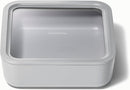 Caraway Glass Food Storage, 10 Cup Glass Container - Ceramic Coated Food Container - Non Toxic, Non Stick Lunch Box Container with Glass Lids. Dishwasher, Oven, & Microwave Safe - Square Shape - Gray by TinyTreasures Baby Boutique