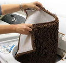 Muddy Mat® 4-Piece Brown Medium 30"X19" AS-SEEN-ON-TV Highly Absorbent Microfiber Door Mat, Bath Mat and Pet Rug, Non Slip Thick Washable Soft Chenille for Kitchen Bathroom Bedroom Indoor and Outdoor by CozyNest Decor