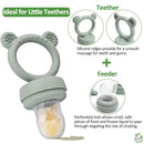 Silicone Baby Fruit Food Feeder & Mini Freezer Nibble Tray, Breastmilk Popsicle Molds for Baby Teething Relief, BPA Free Silicone Teething Toys Feeder for Safe Infant Self Feeding, Extra Food Pouches by TinyTreasures Baby Boutique
