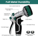 Garden Hose Nozzle, Heavy Duty Metal Water Hose Sprayer Nozzle with 8 Spray Patterns, High Pressure Handheld Nozzle with Flow Control for Lawn & Plant Watering, Car Washing – Forest Green by GreenHaven Gardens