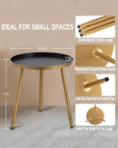AOJEZOR Side Table: End Table for Any Room - Round Side Tables for Small Spaces - Black Top with 3 Gold Legged by CozyNest Decor