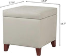 Adeco 18" PU Storage Ottoman, Upholstered Square Faux Leather Foot Rest - Flip Top Footstool with Sturdy Wood Legs, Small Cube Coffee Table Extra Seat for Living Room, Bedroom, Elephant Grey by CozyNest Decor
